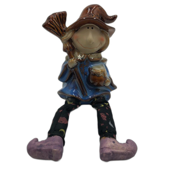 Vintage Witch Shelf Sitter Ceramic Fall Halloween Decoration Spooky Collectible - Picture 1 of 13